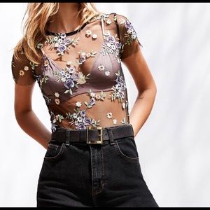 Urban Outfitters Kimchi Blue Floral Sheer Top